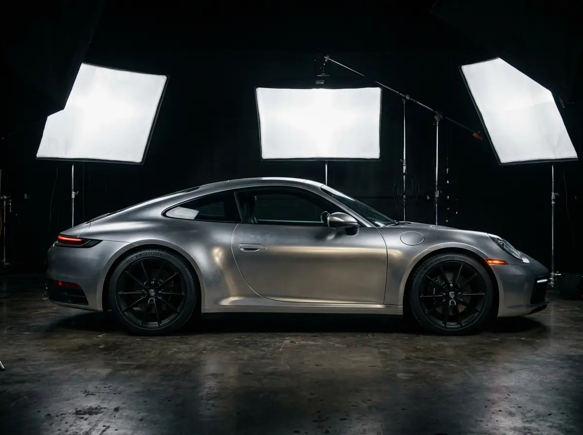 Porsche 911 in satin silver chrome vinyl wrap